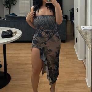 Windsor Strapless Black and Tan Dress